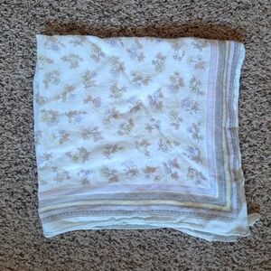 Large gauzey square scarf - Neutral florals